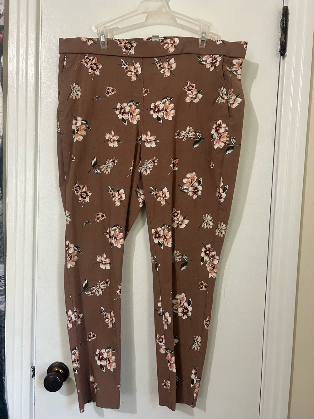 Jules & Leopold Brown Floral Skinny Ankle Pants